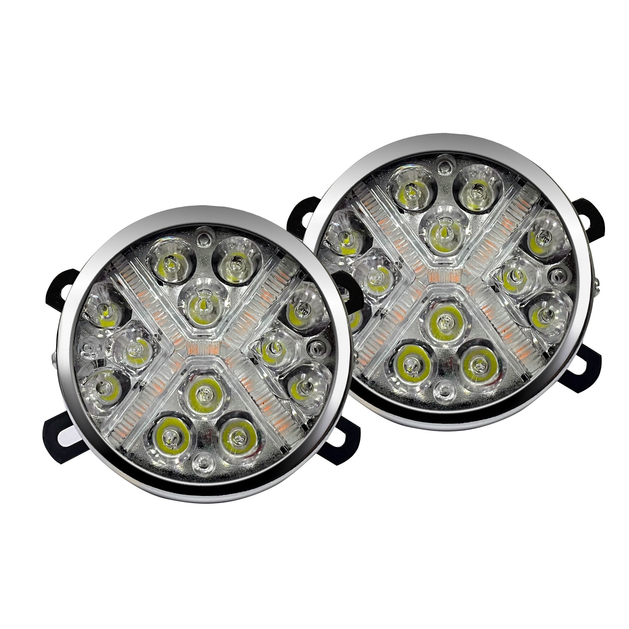 12 LED DRL Metal Fog Light (Set of 2 Pcs)