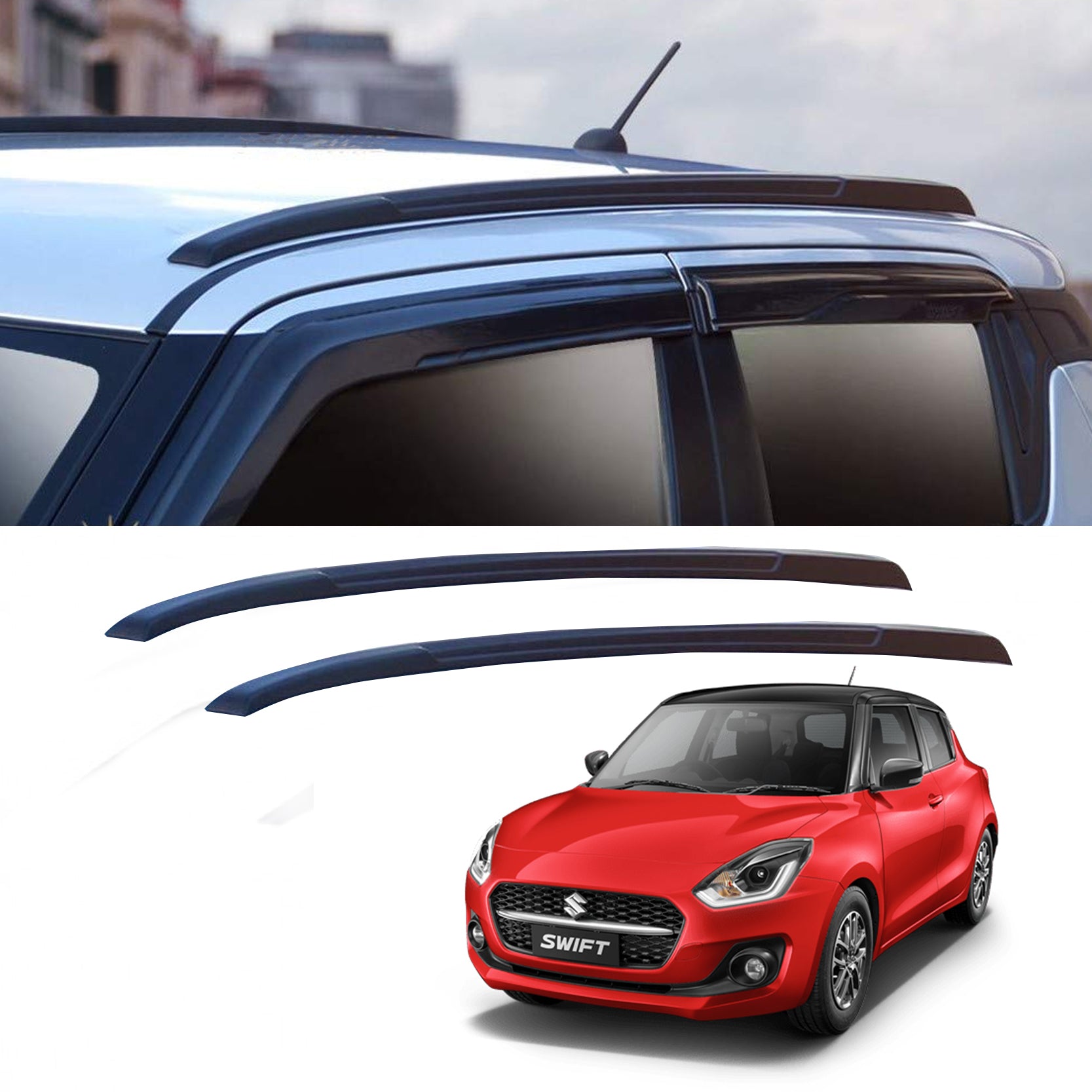 O.E. Type Roof Rail for Swift 2018 (Set of 2)|Black