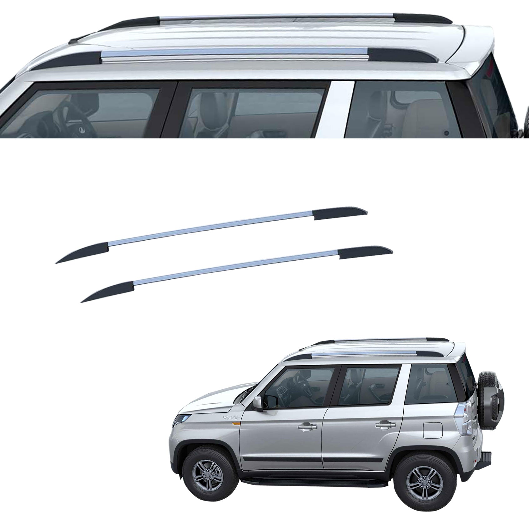 O.E. Type Roof Rail for TUV 300  (Set of 2)|Silver Black