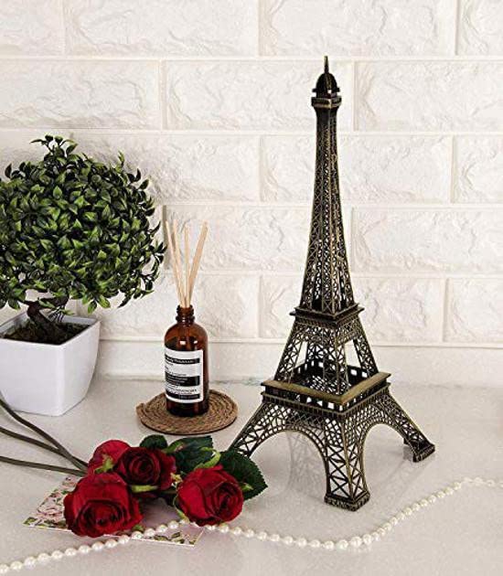 Eiffel Tower Idol Statue for Car Dash Board, Home Décor, Office Décor, Best Gift and Multipurpose (15.2 Medium Eiffel Tower), Metal: Brass