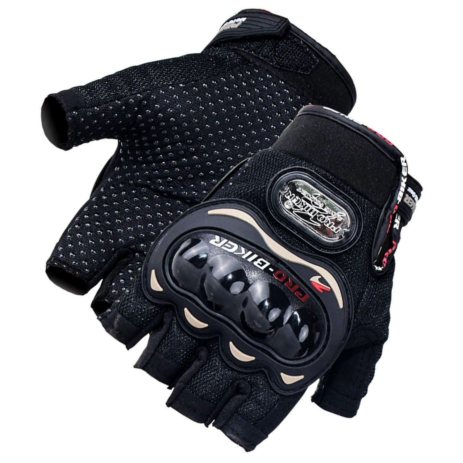 Leather Motorcycle Half Gloves Riding Gloves (Pack of 1 Pair)