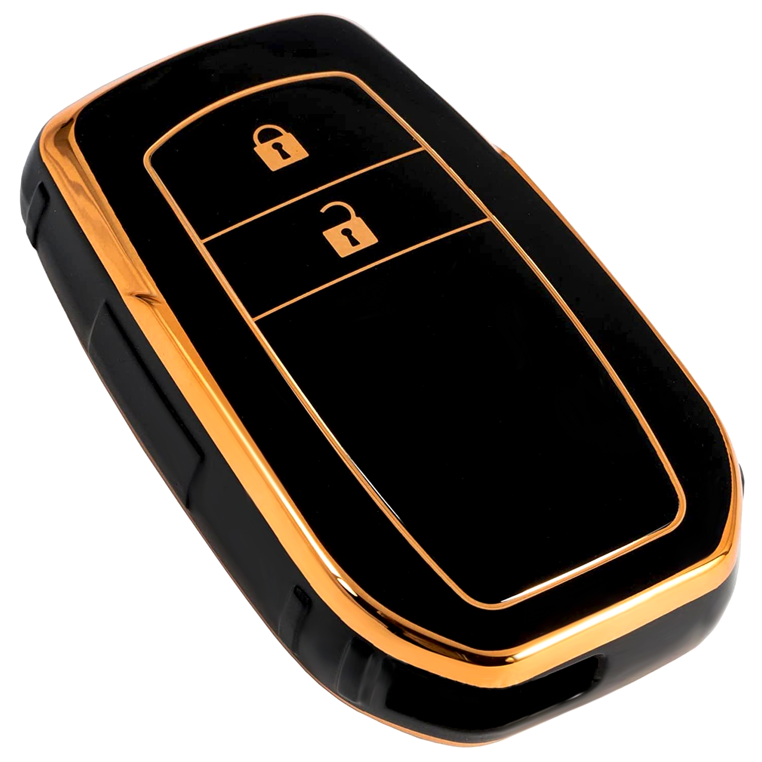 TPU Key Cover Compatible with Toyota Innova Crysta Key Cover 2 Button Smart Key Only (Black)