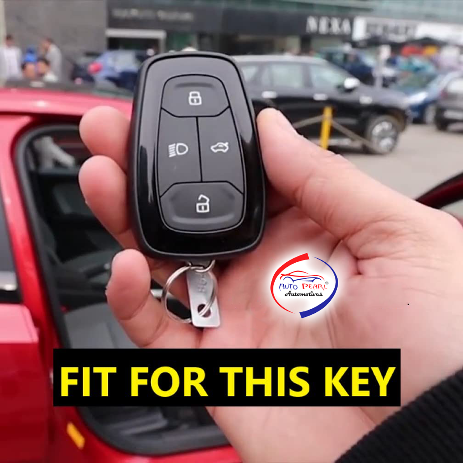 TPU Key Cover Compatible with Tata Nexon | Harrier | Safari | Altroz | Tigor | EV | Punch | Tiago EV Electric 4 Button Smart Key Only