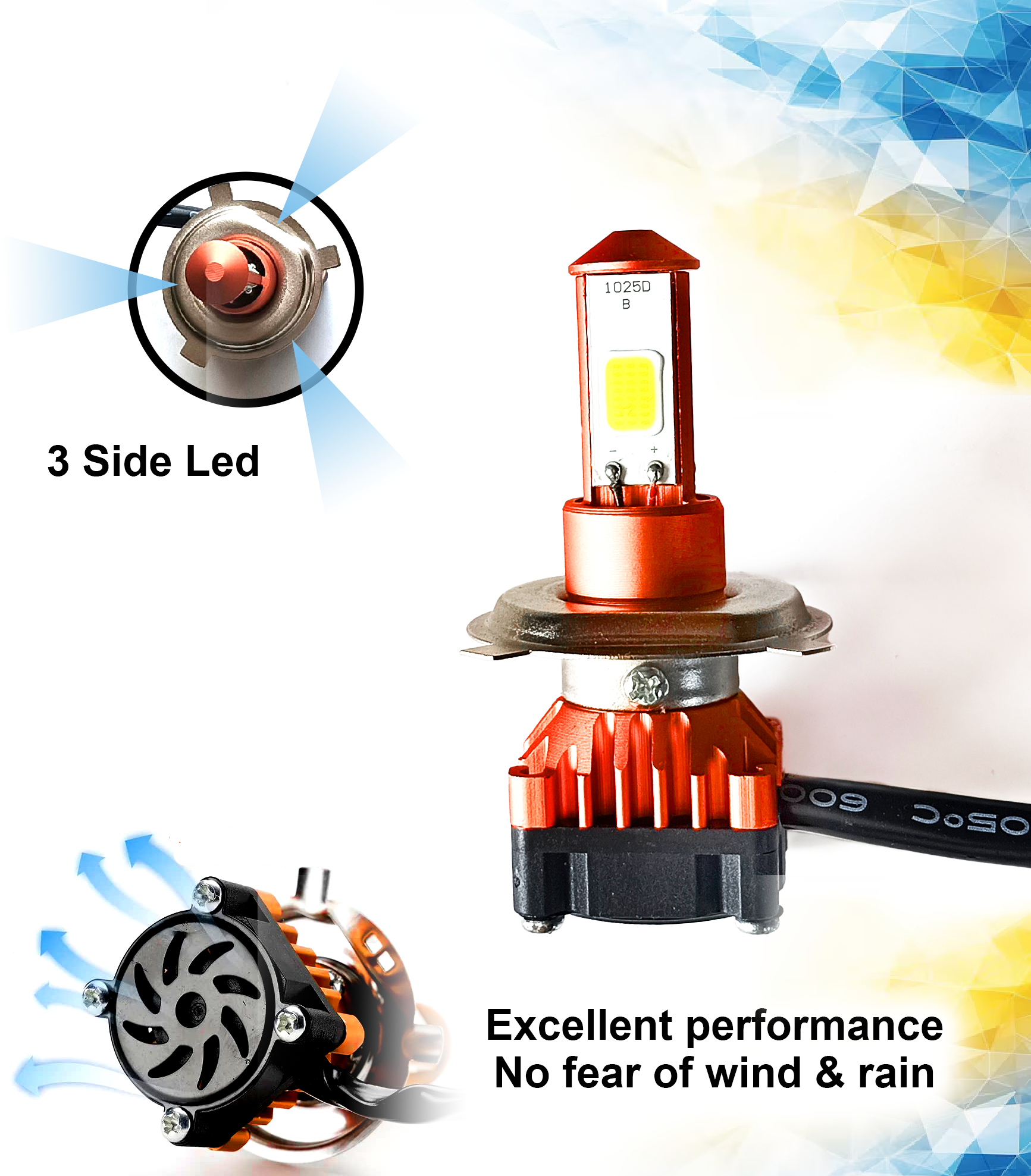 Auto Pearl High Brightness CYT Front DC Headlight Bulb 3-Side H4 White LED 40W (Pack of 1)