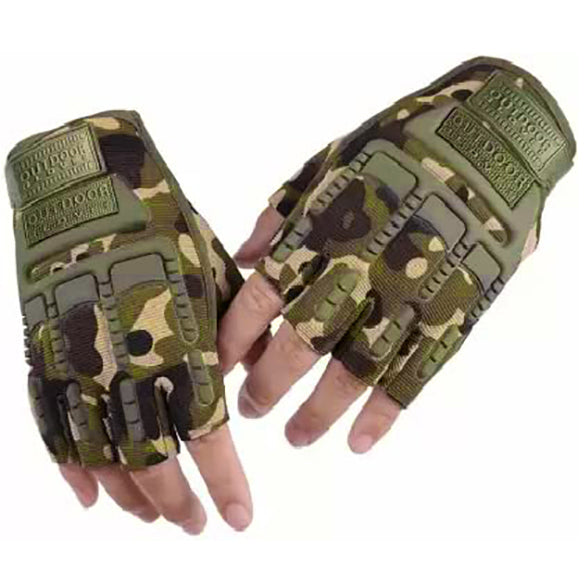 Gym & Riding Anti Slip Cycling Bike Motorcycle Driving Man Boy Girls Riding Half finger Gloves  (Army Green)