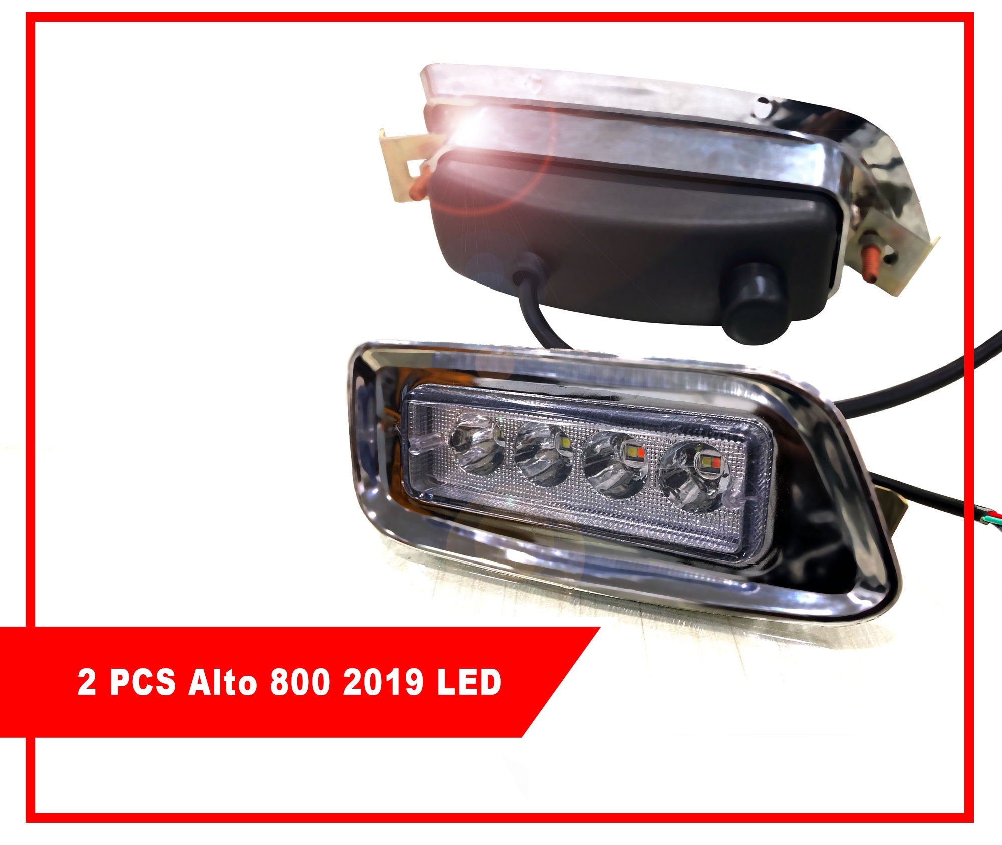 Car LED Fog Lamp Chrome Light Compatible with Alto 800 2019 (Set of 2)