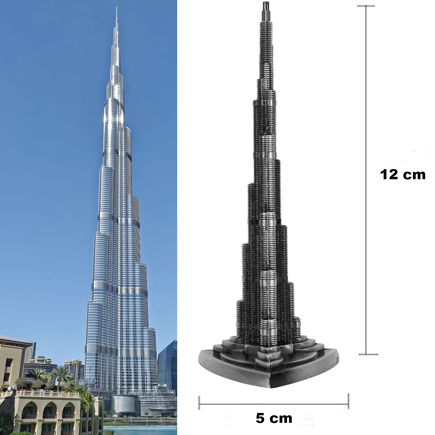 Burj Khalifa Model, Tower Decoration Alloy Mini Burj Khalifa Model Famous Landmark Building Model for Art Craft Office Home Desktop Decoration