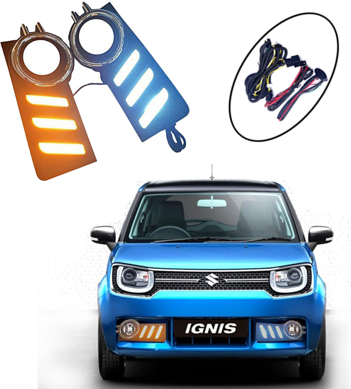 Car Fog Lamp LED Reflector Day time Running Light for - Maruti Suzuki Ignis (Set of 2)