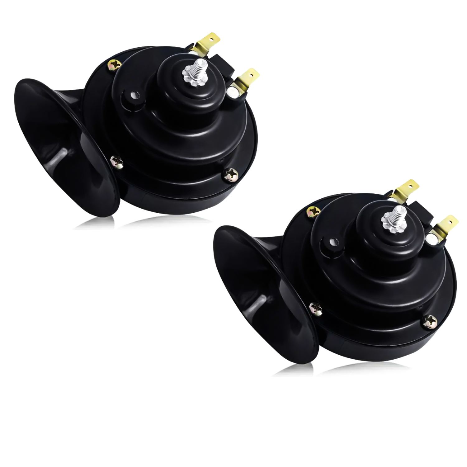 Black Horn Super Loud Horns, Waterproof, Dustproof Durable Air Electric Snail Horn, 12V Raging Sound Air Horns compatible with All Cars