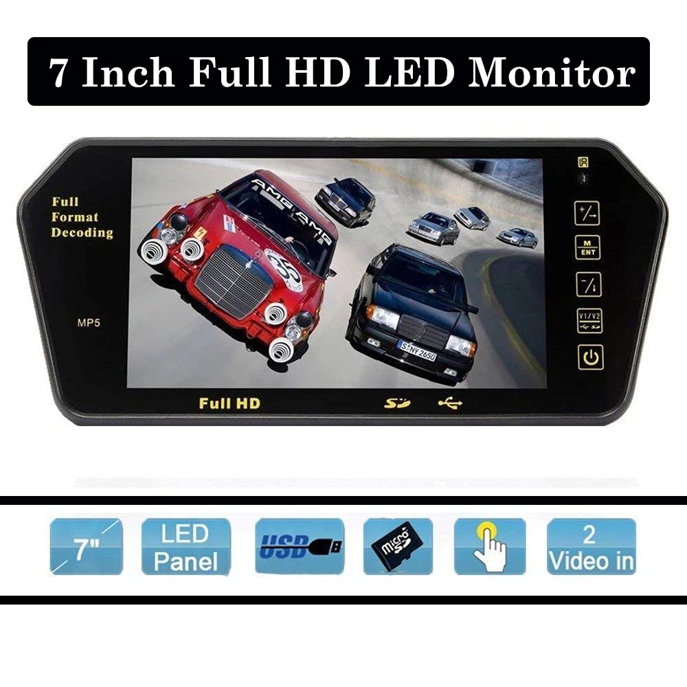 7 In Full HD LED Touch Screen with USB/Bluetooth/TF/MP5, Car Video Monitor Black LED