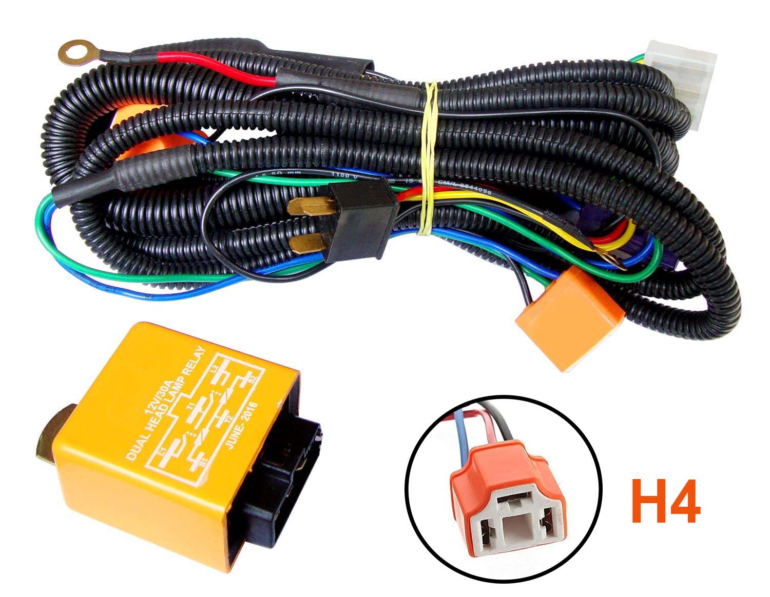 Fog Light Lamp H4 Wiring Kit Harness Socket Wire Connector With 40A Relay & ON/OFF Switch Kits Fit for LED Work Lamp Driving Lights for All Cars