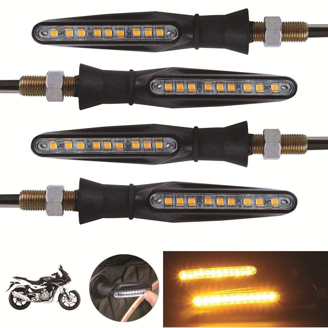 Bright SMD LED KTM Style Indicators Compatible For Universal All Bike Models (Amber, Pack of 4)