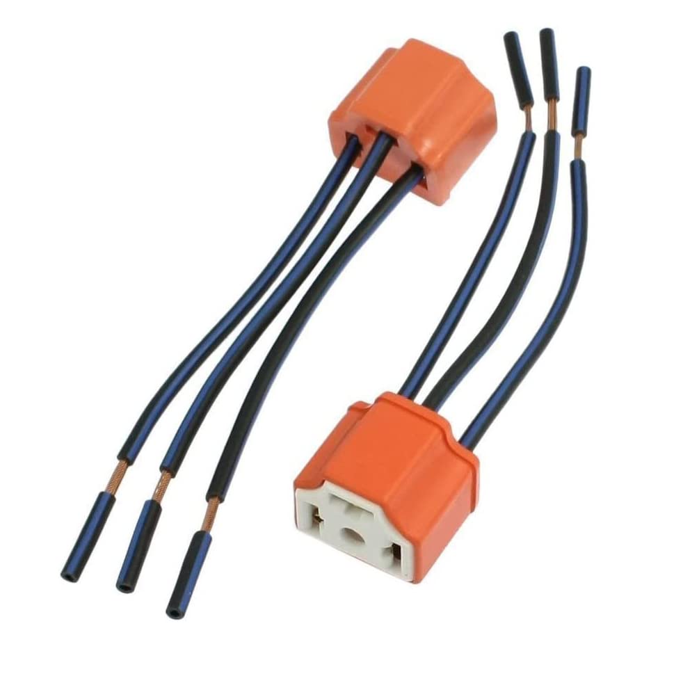 H4 Headlight Bulb Right Angle Ceramic Socket Plug Connector Adapter Wiring Harness (2 Pcs.)