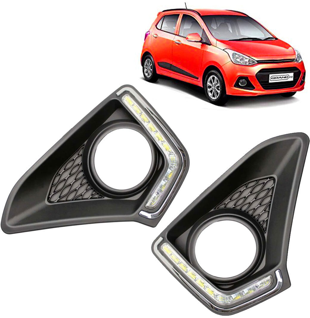 LED Daytime Running Light with Fog Lamp Cover for Hyundai I10 Grand (Set of 2)