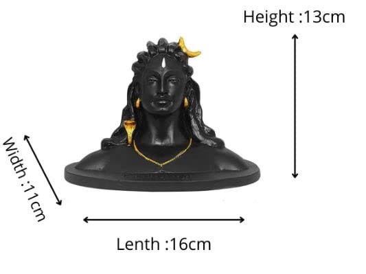 Matte Black Color Adiyogi Shiva Statue Idol for Car Dashboard, Home Decor, Gift & Puja