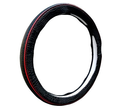 Adinox Ring Type Car Steering Wheel Cover (Diamond Black Red) Compatible with All Cars