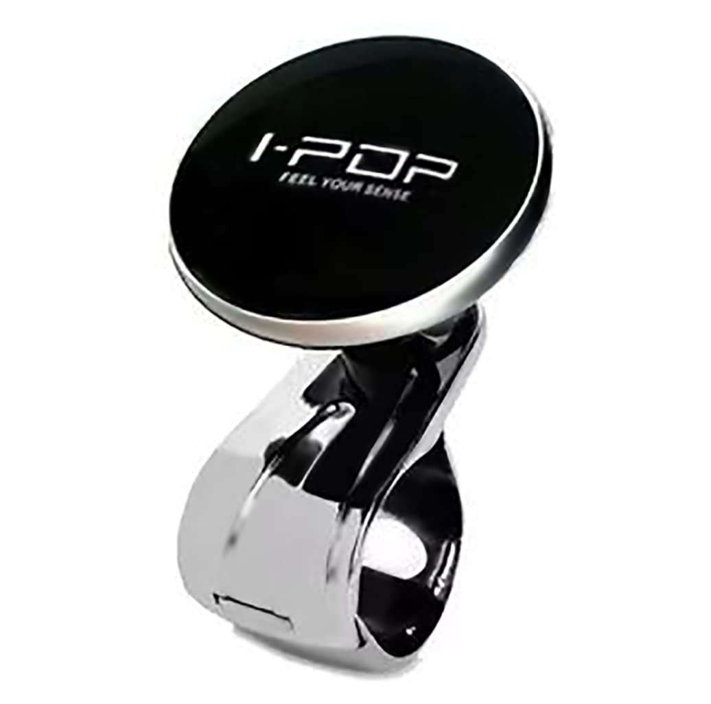 i-Pop Sparkling Grey Car Power Steering Wheel Platinum Big Knob Spinner Compatible with All Cars