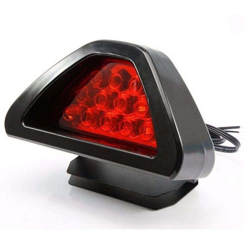 12 LED Car Blinking Brake Light Triangle F1 Style Rear Tail Brake Flashing Light Universal Fit for All Cars (Red)