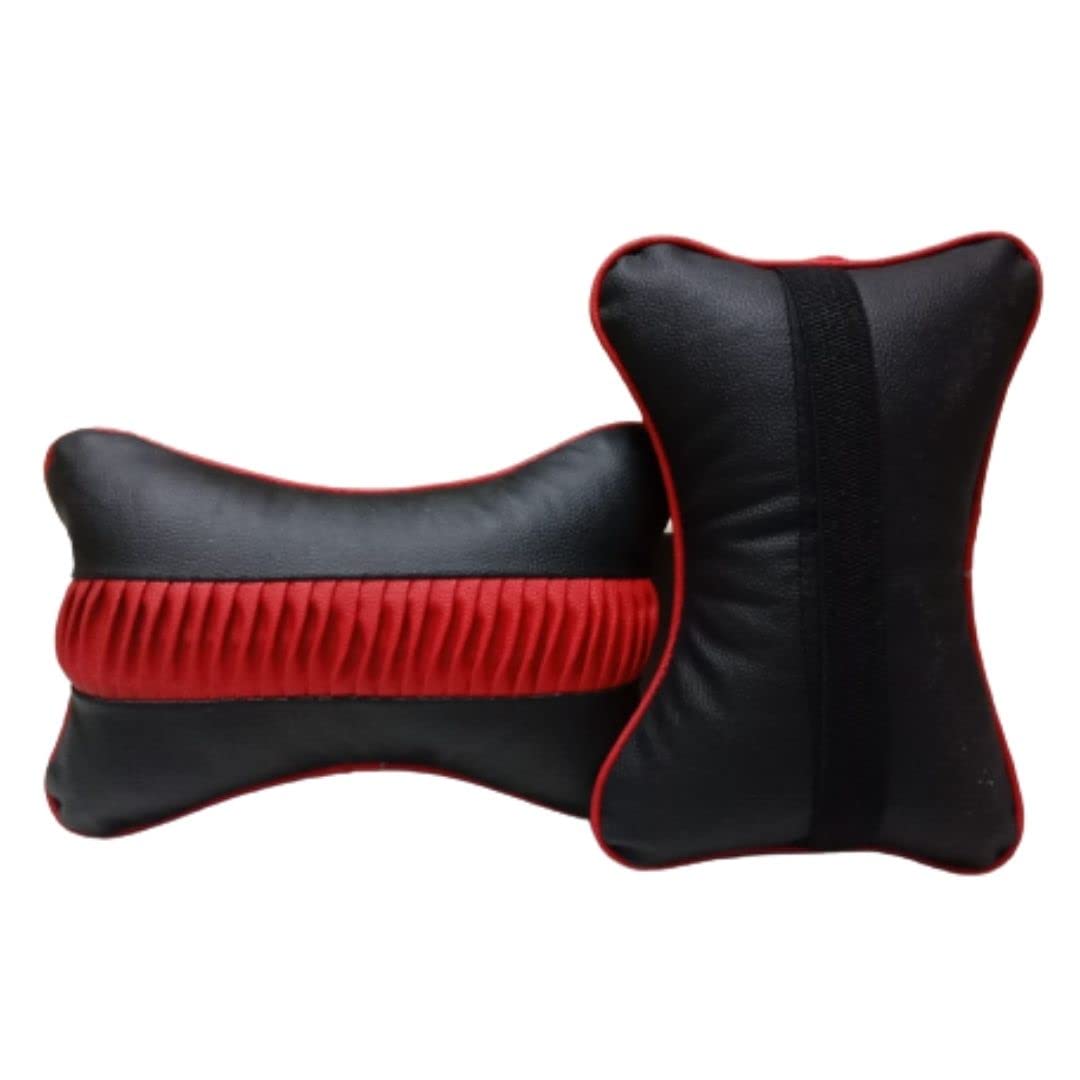 Black Red Fabric Car Pillow Cushion for Universal For Car  (Rectangular)