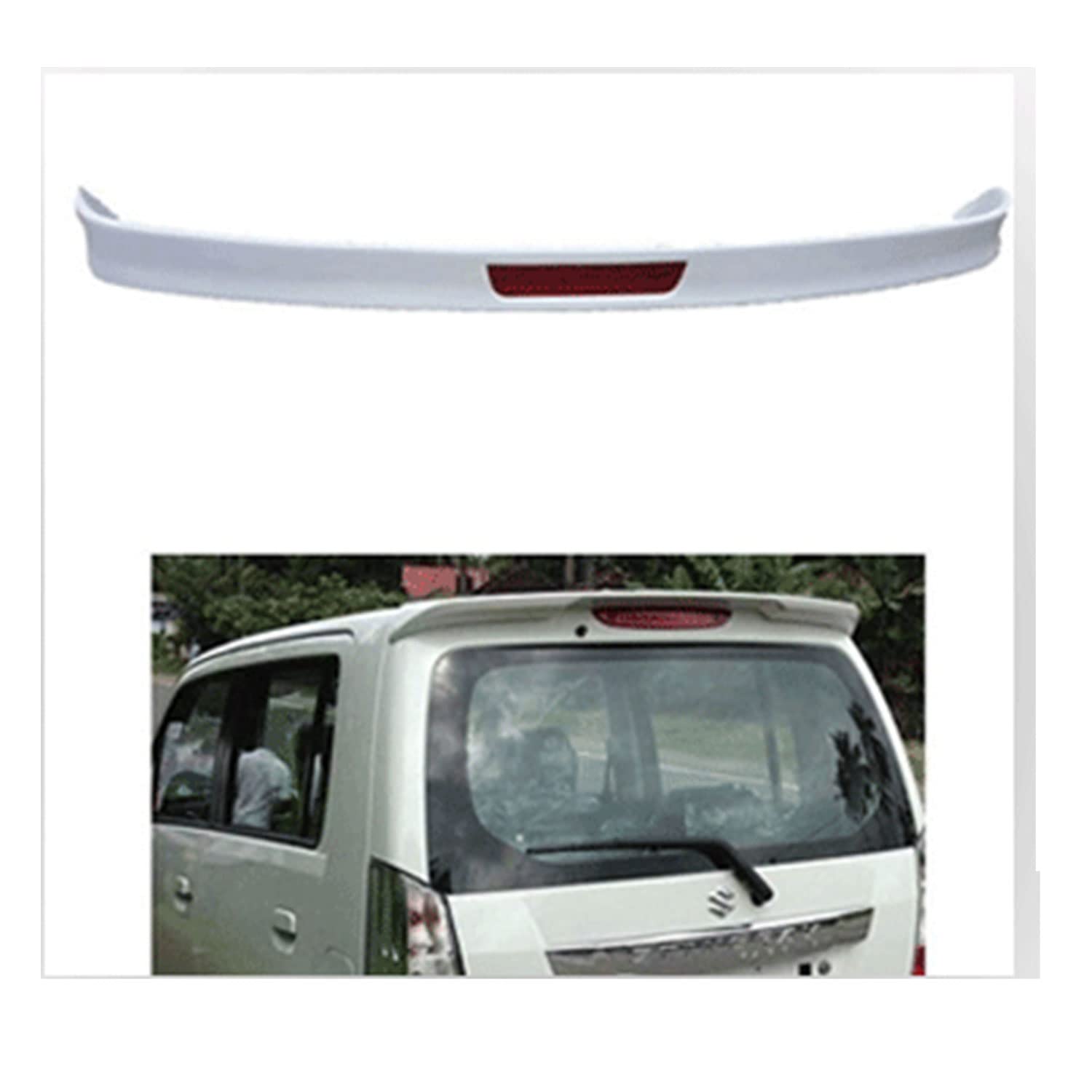 Car Body Colored Spoiler Latest ABS OE Type Drill Free Compatible with Wagon R 2019 (White)