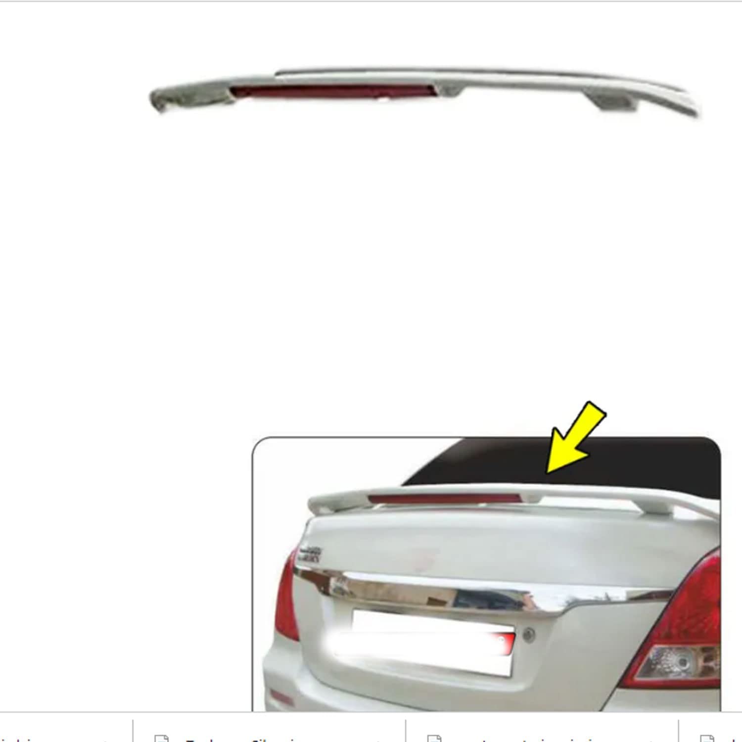 Car Body Colored Spoiler Latest ABS OE Type Drill Free Compatible with Dzire 2017 Color:-Premium Silver