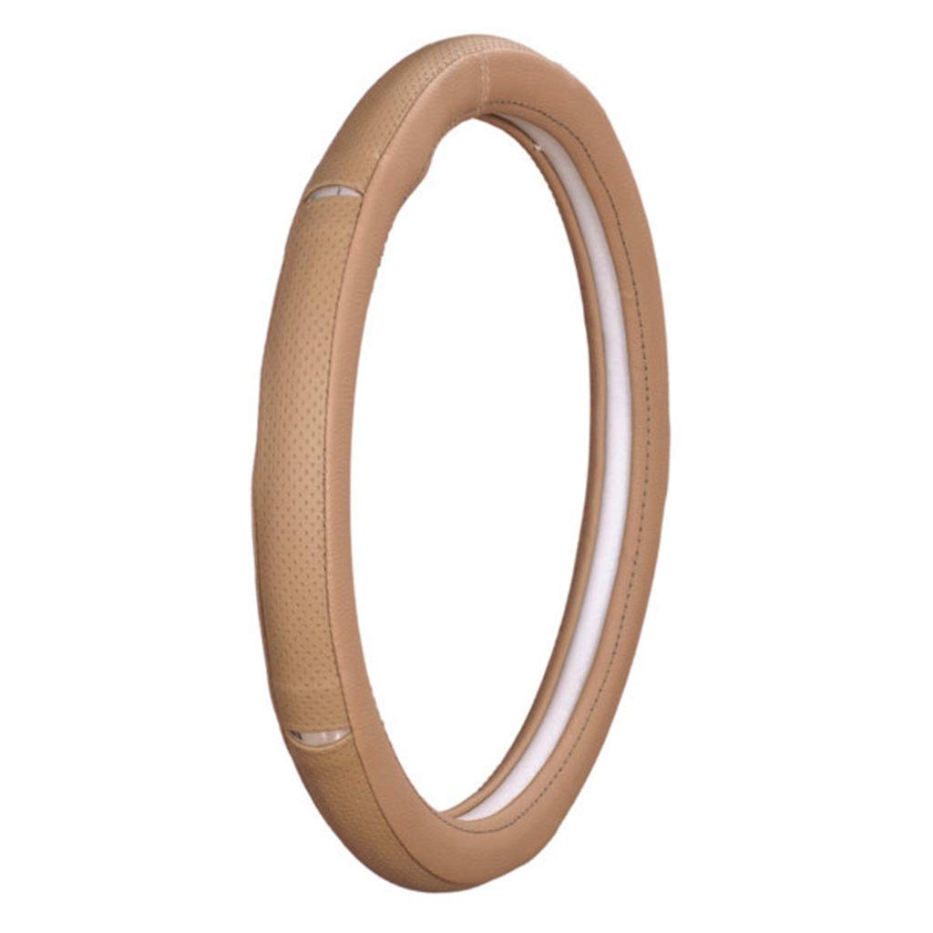 Ring Type Car Steering Wheel Cover Universal Genuine PU Non-Slip Natural Rubber Well Padded Grip Breathable Leatherite