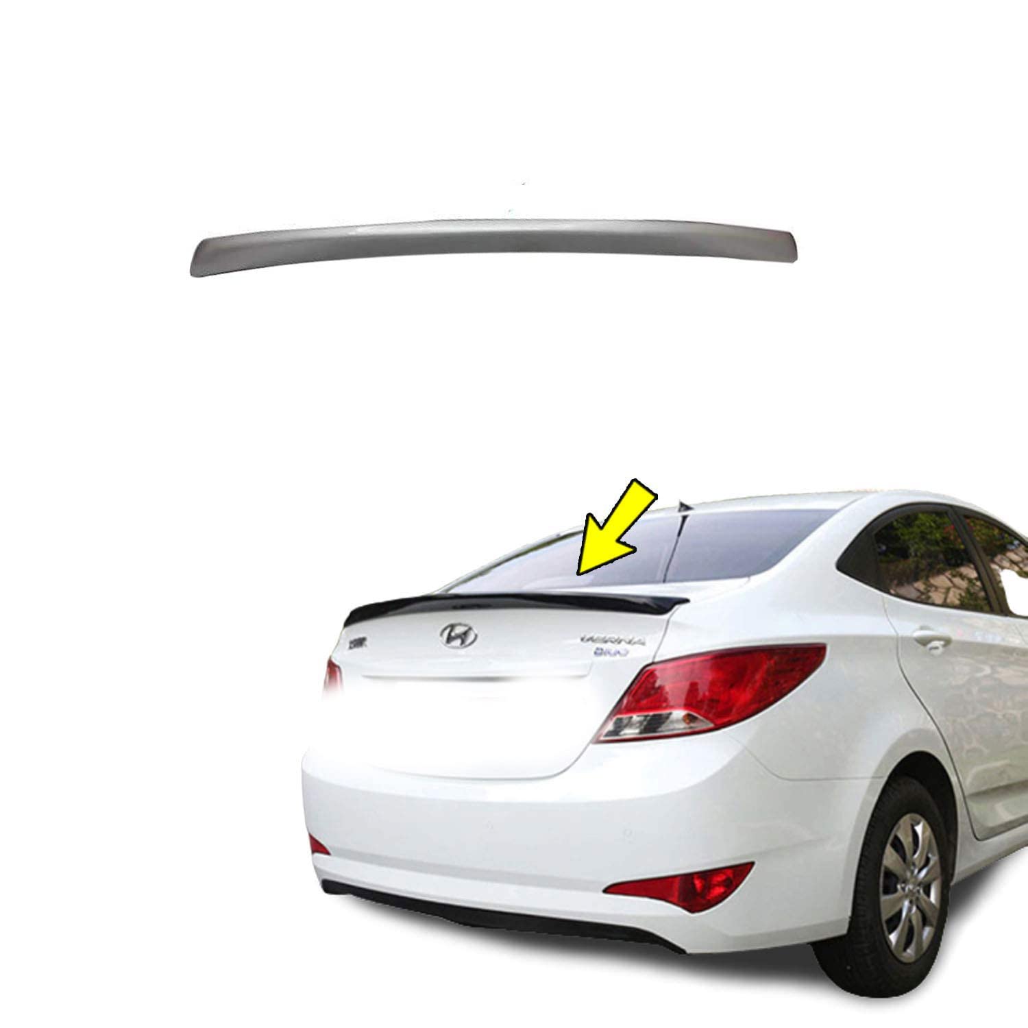 Car Body Colored Spoiler Latest ABS OE Type Drill Free Compatible with Verna Fludic (Silver)