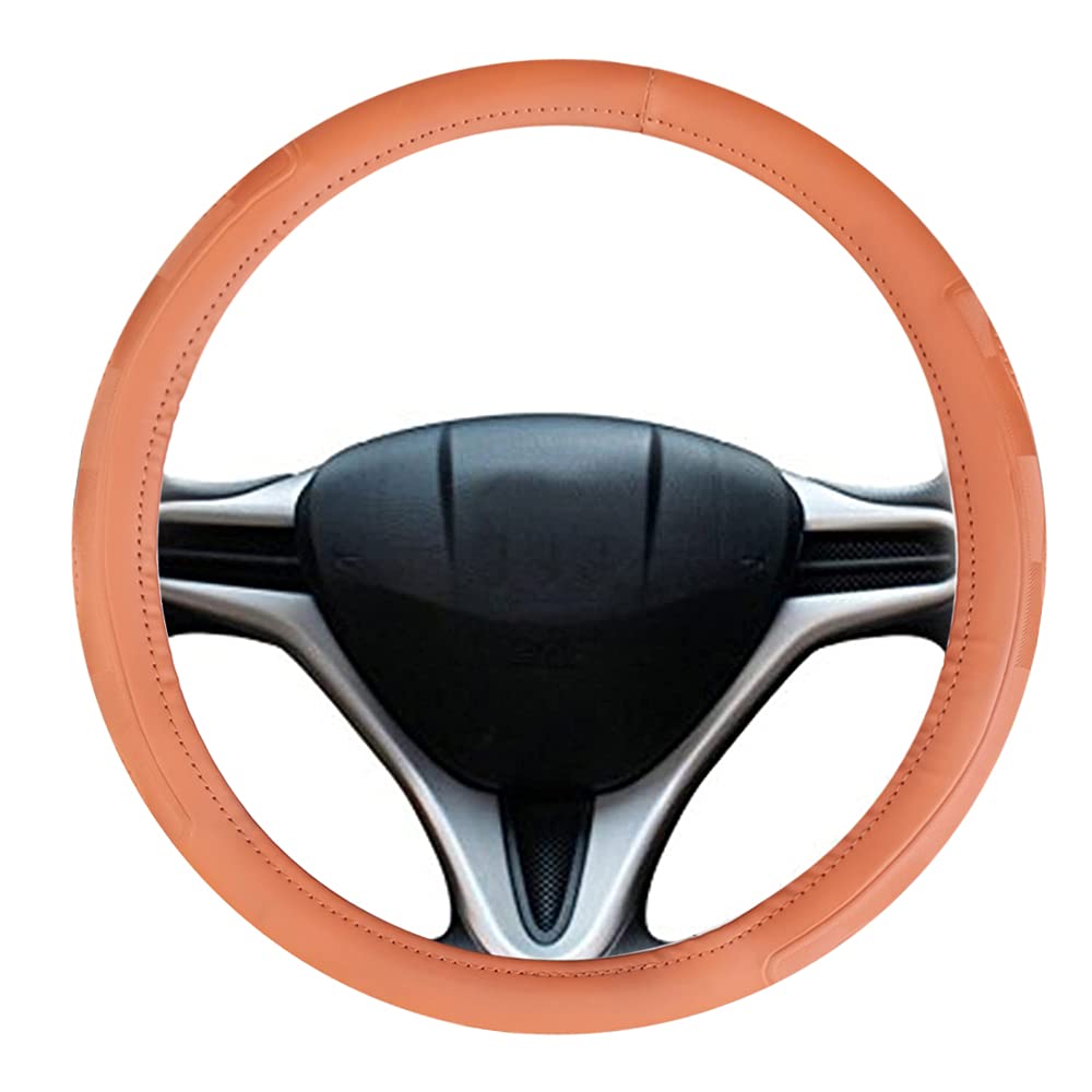 Ring Type Car Steering Wheel Cover Universal Genuine PU Non-Slip Natural Rubber Well Padded Grip Breathable Leatherite