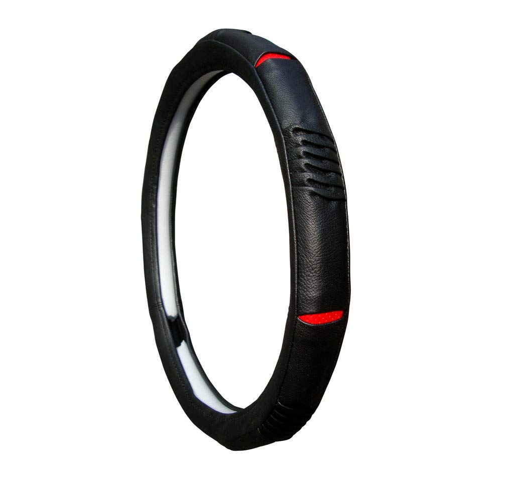 Ring Type Car Steering Wheel Cover Small (Diamond Plus Black Red) for Cars