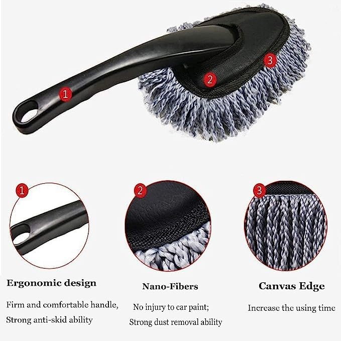 Microfiber Retractable Type Round Car Cleaning Duster Brush Mop for All Cars Pack of 1