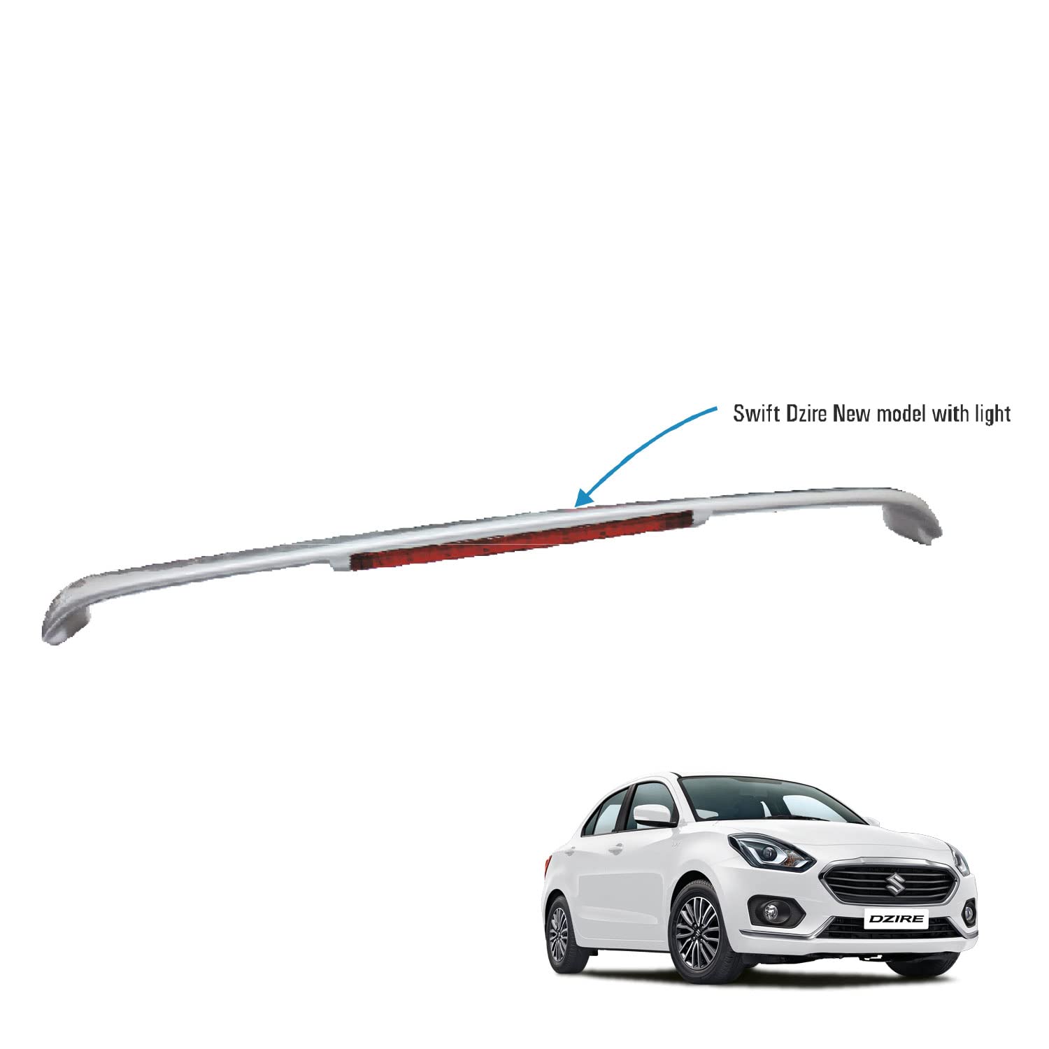 Car Body Colored Spoiler Latest ABS OE Type Drill Free Compatible with Dzire 2020 Color:-Arctic White