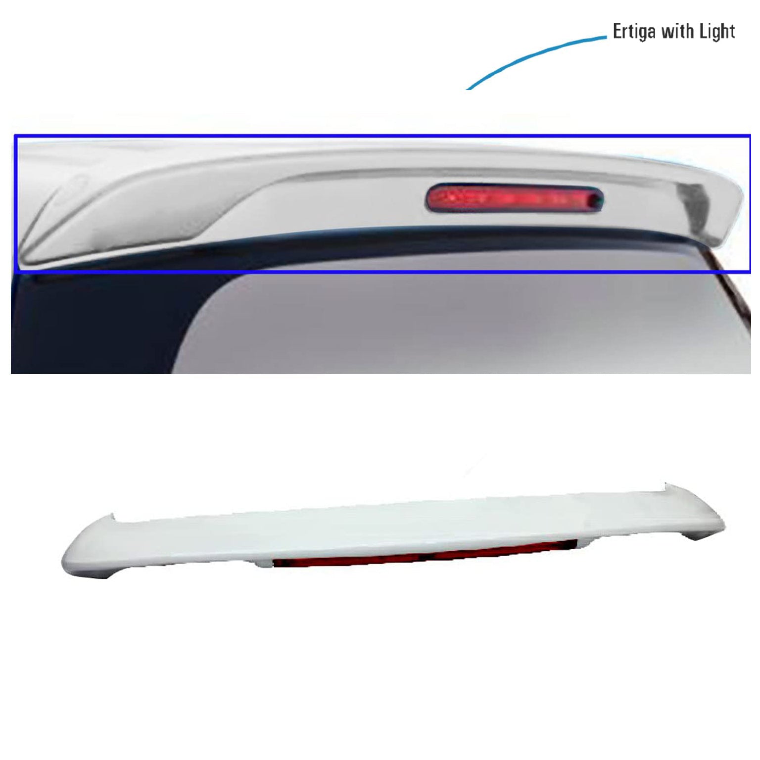 ar Body Colored Spoiler Latest ABS OE Type Drill Free Compatible with Ertiga 2018 Color:-Arctic White