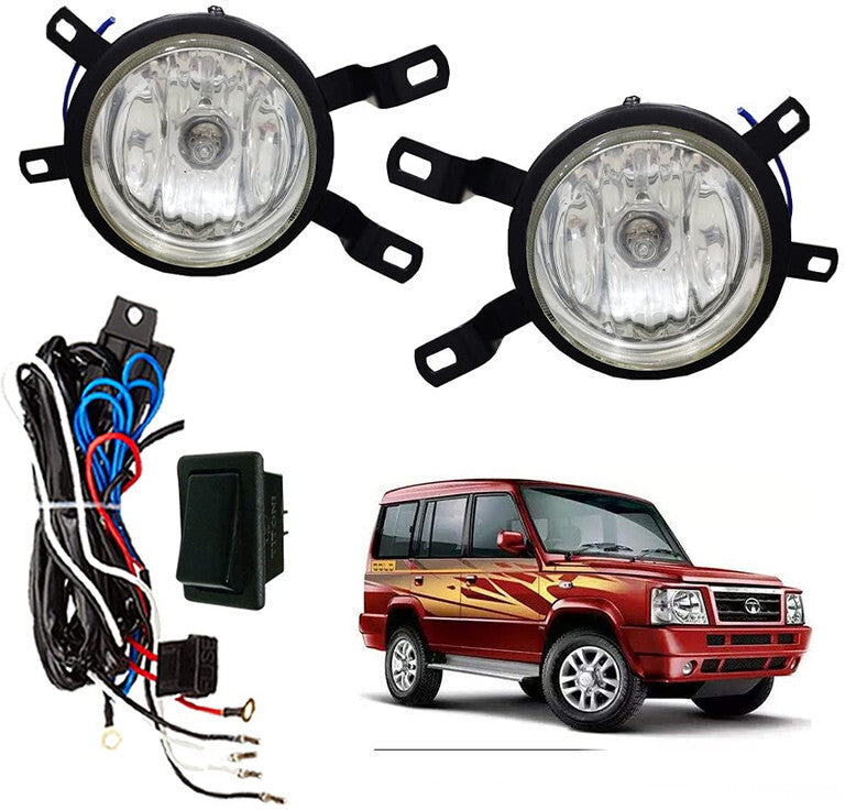 Car Fog Lamp Light with Wiring Kit Compatible with- Tata Sumo (Set of 2)