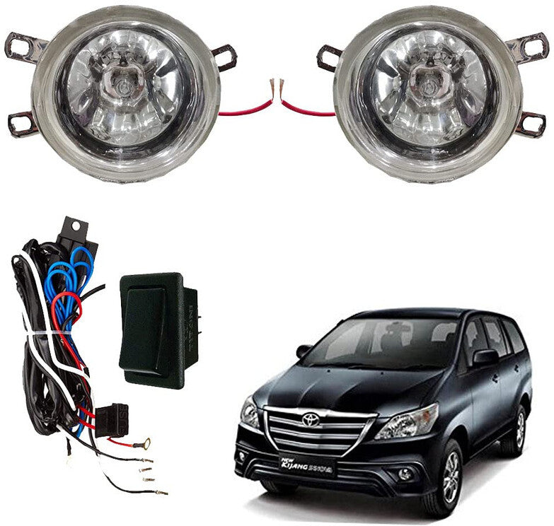 Car Fog Lamp Lights With Wiring kit and Switch Compatible with- Innova 2013-2015 (Without Plastic Sash Cover) (Large, Set of 2)