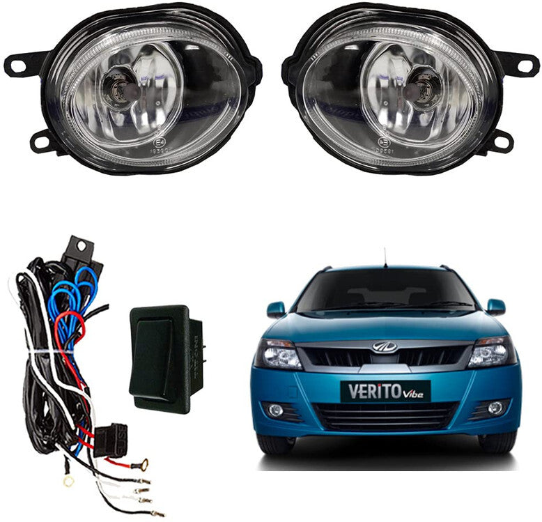 Car Fog Lamp Lights With Wiring kit and Switch Compatible with- Verito Vabe (Without Plastic Sash Cover) (Medium, Set of 2)