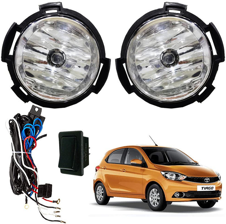 Car Fog Lamp Lights with Wiring kit and Switch for Tata Tiago (Set of 2)