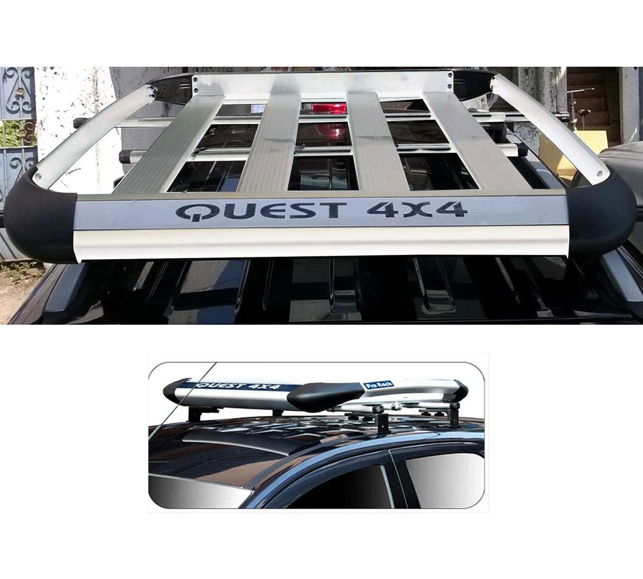 Car Roof Quest Luggage (4x 4) Frame Aluminum Roof Frame Universal Roof Frame Travel Frame Load Frame Load Over 100 kg Roof Shelves Luggage Box Roof Rack (Silver)