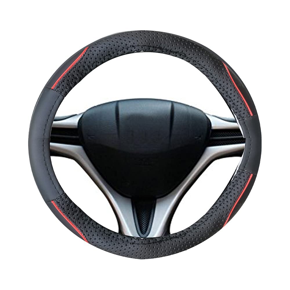 Ring Type Car Steering Wheel Cover Medium (Diamond Plus Black Beige) Compatible for Most of The Cars