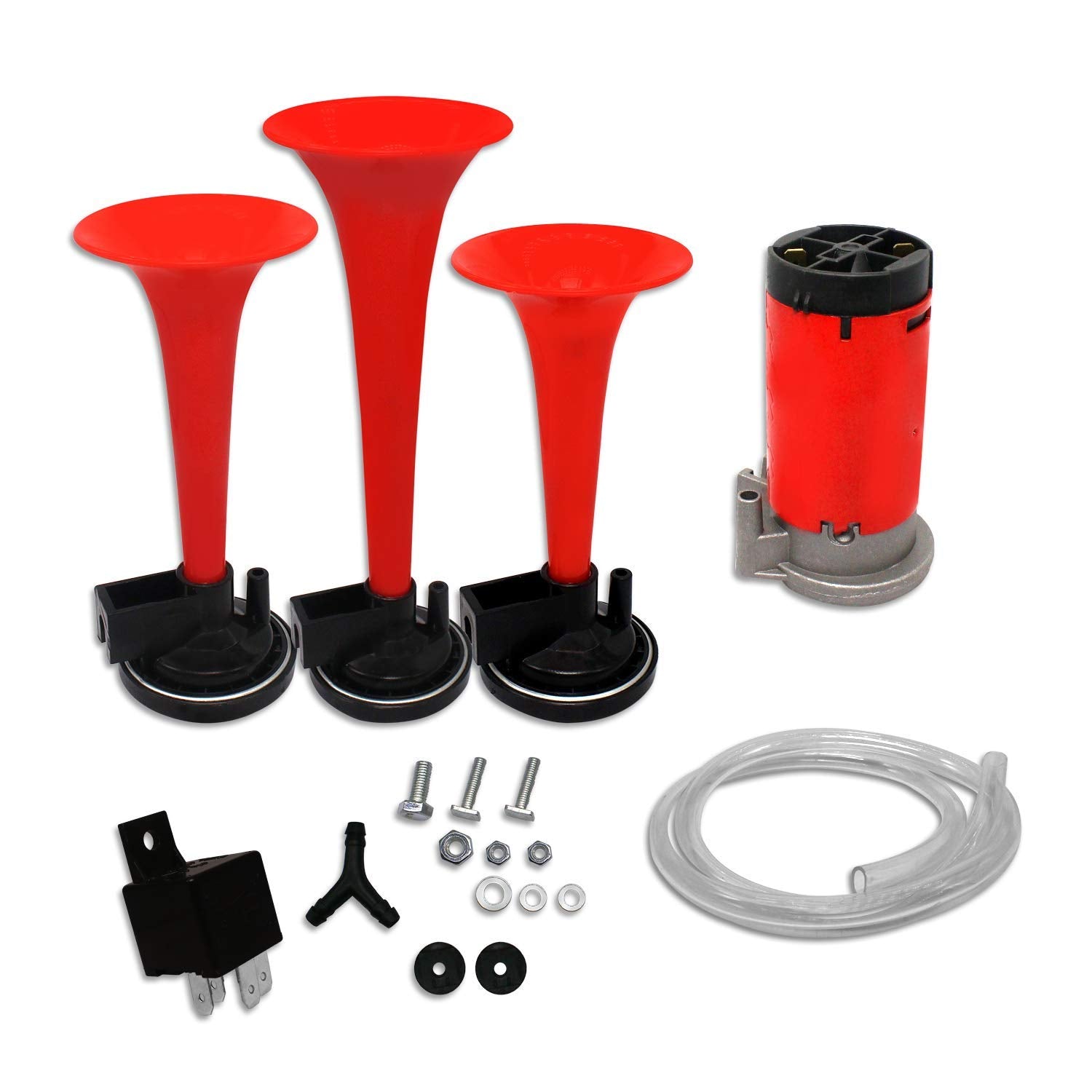 3-Pipe Air Pressure Horn Compact Twin Ton Air Horn compatible with All Cars