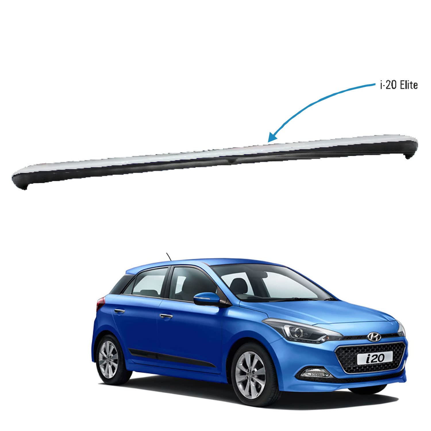 Car Body Colored Spoiler Latest ABS OE Type Drill Free Compatible with I 20 Elite (Silver)