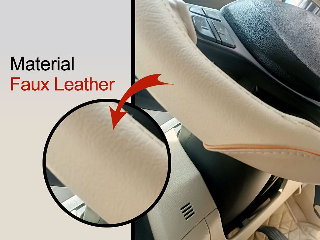 Ring Type Car Steering Wheel Cover (Gold Signature Beige) Compatible with All Cars