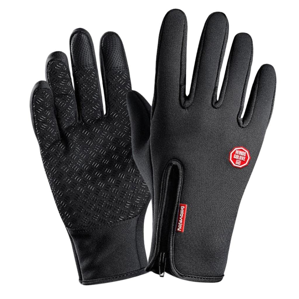 Nylon Windproof Winter Warm Gloves, Bike Riding Gloves with Touch Screen Sensitivity Riding Full Gloves Riding Gloves (Black)