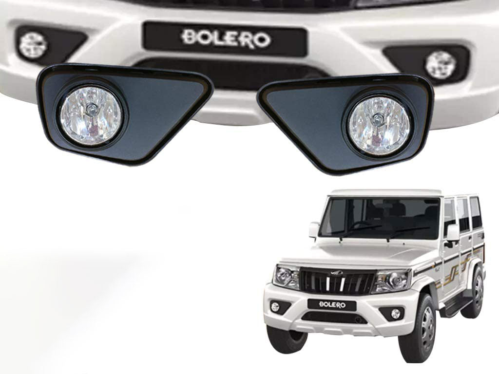 Car Fog Lamp Lights Set of 4 Pcs (Left+Right) - 1 Set Fog Lamps + 1 Set Plastic Cover Compatible with- Bolero 2020