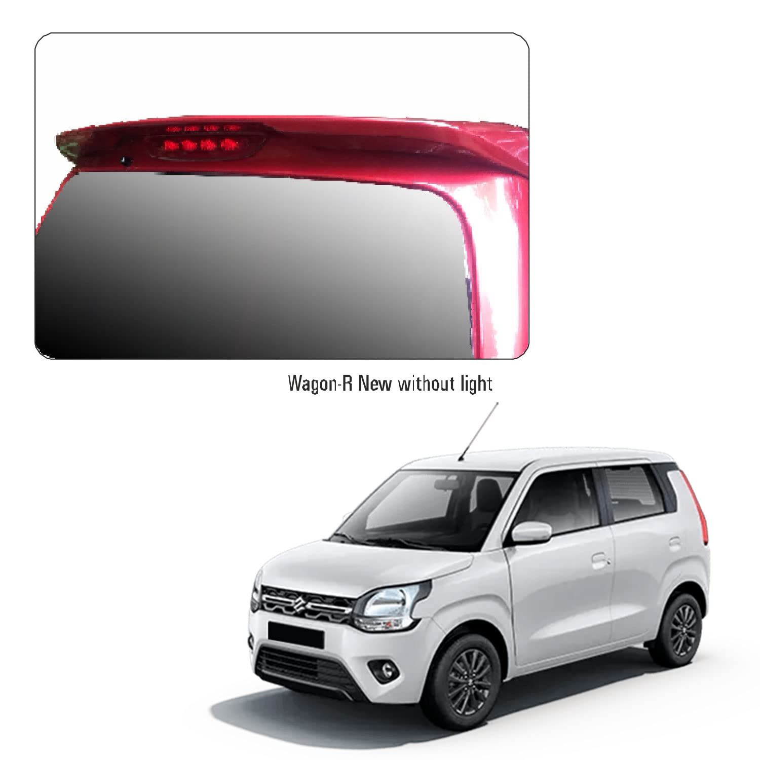 Car Body Colored Spoiler Latest ABS OE Type Drill Free Compatible with Wagon R 2019 (Red)