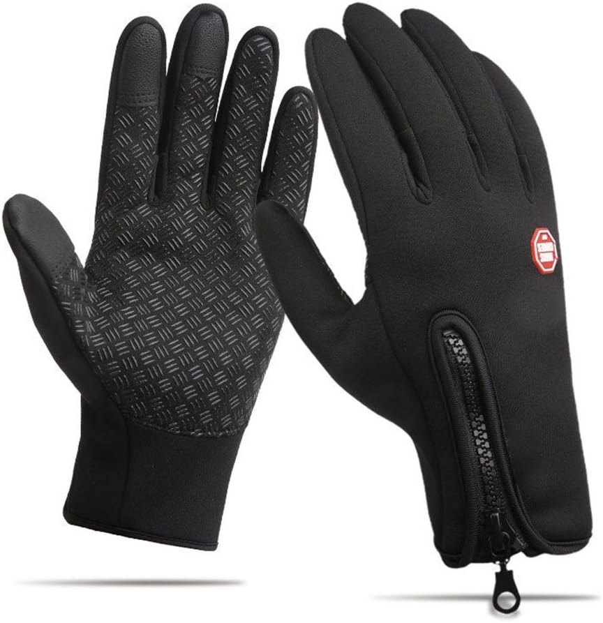 Nylon Windproof Winter Warm Gloves, Bike Riding Gloves with Touch Screen Sensitivity Riding Full Gloves Riding Gloves (Black)