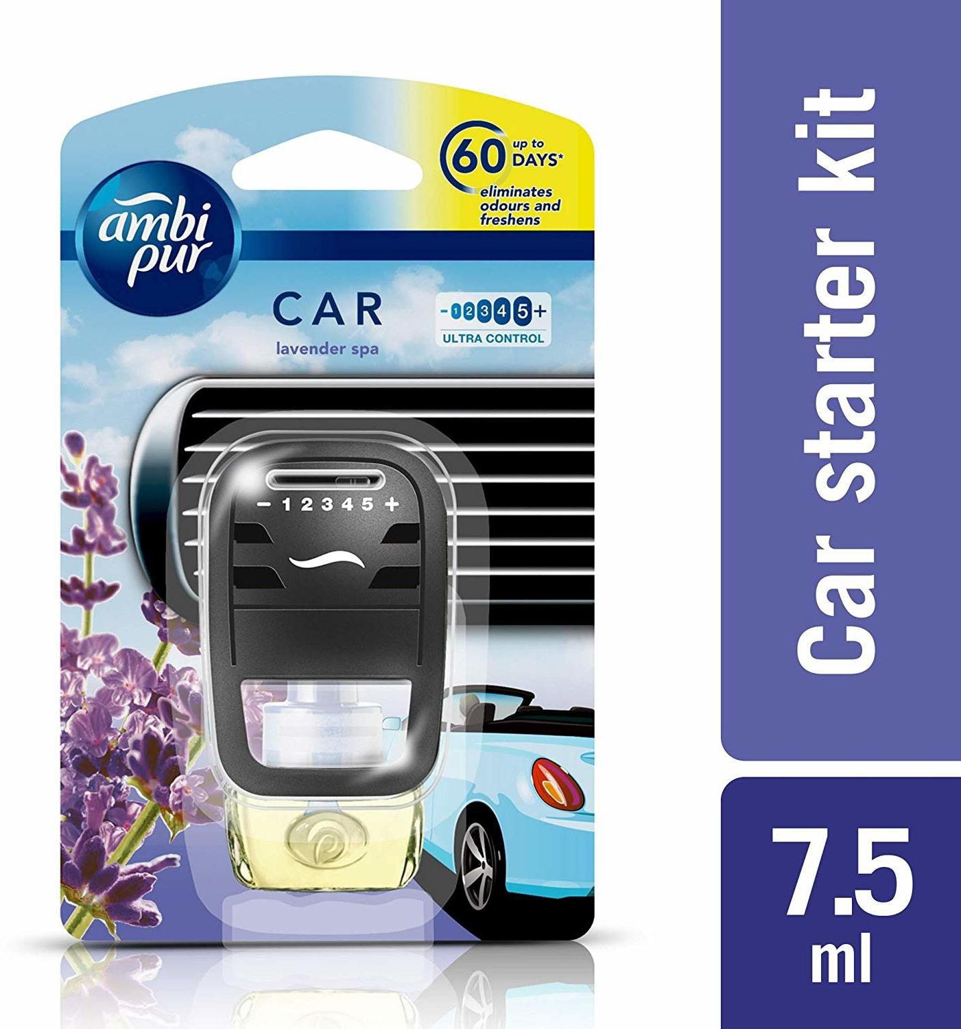 Ambi Pur Lavender Spa Ultra Control Car Air Freshener 60 Days 7.5 5ml Pack