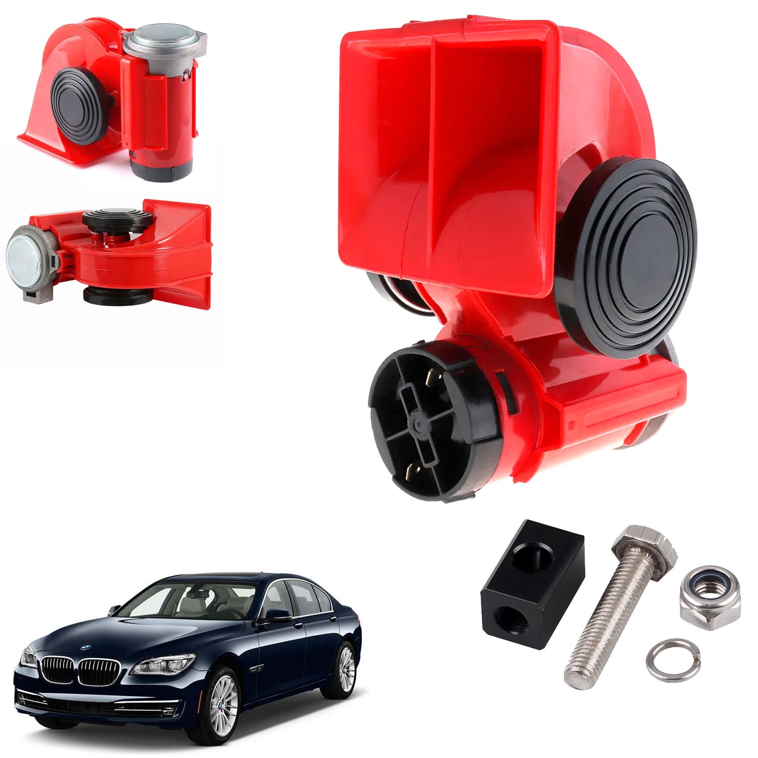 Air Horn with Compressor Snail Electric Car Horn 12V 150db Super Loud Nautilus Wiring Harness compatible with All Cars