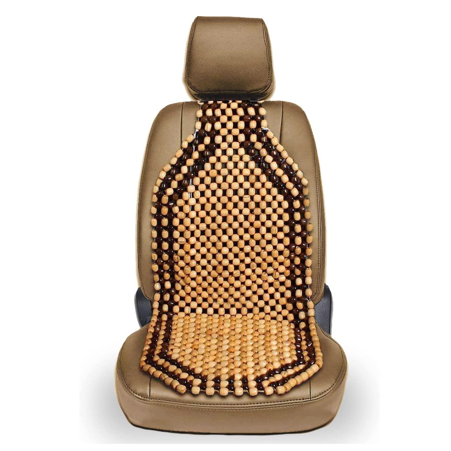 Wooden Car Beads Car Wooden Acupressure Bead Seat Cover Compatible with All Cars (Beige)