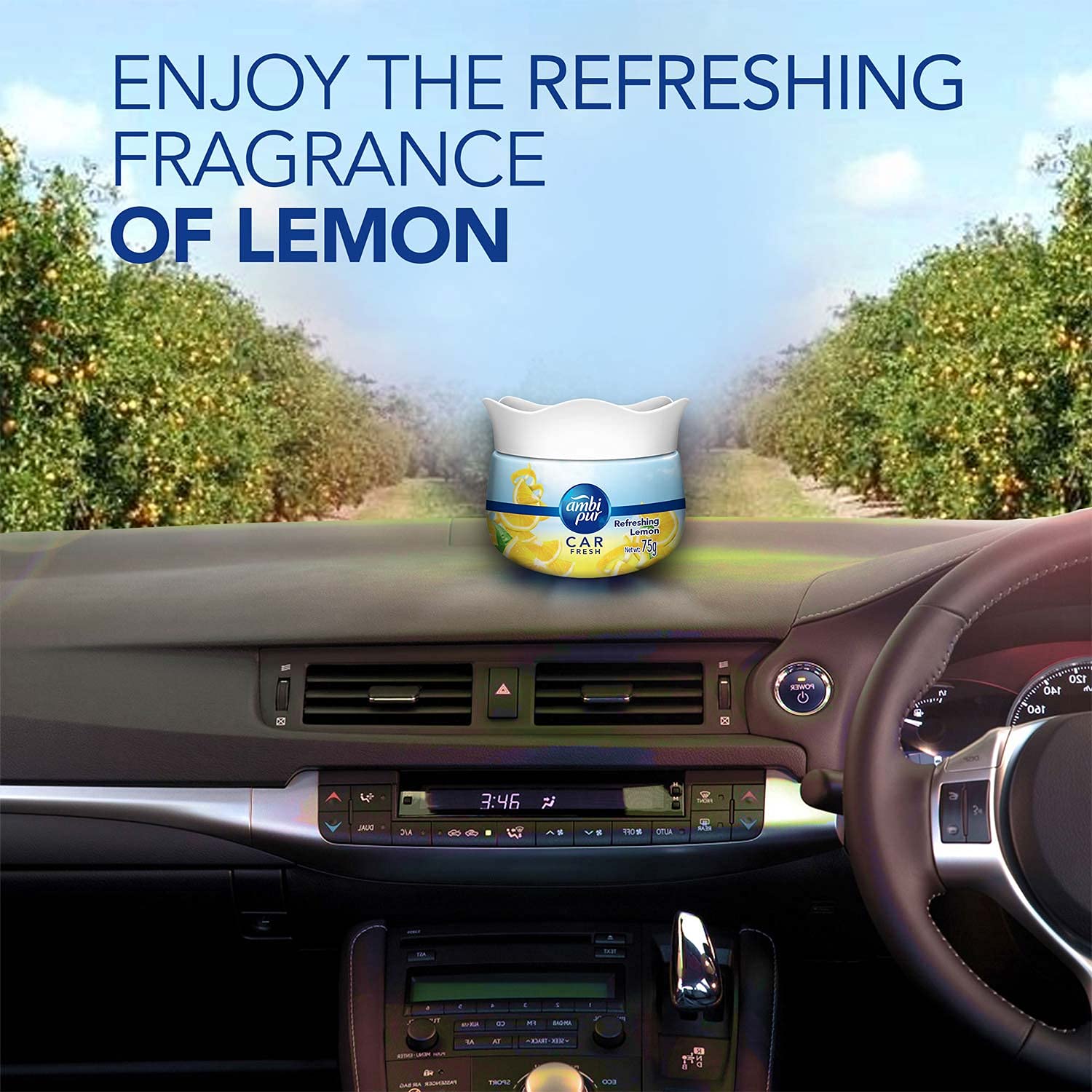 Ambi Pur Car Freshener Gel, Refreshing Lemon  (75 g)