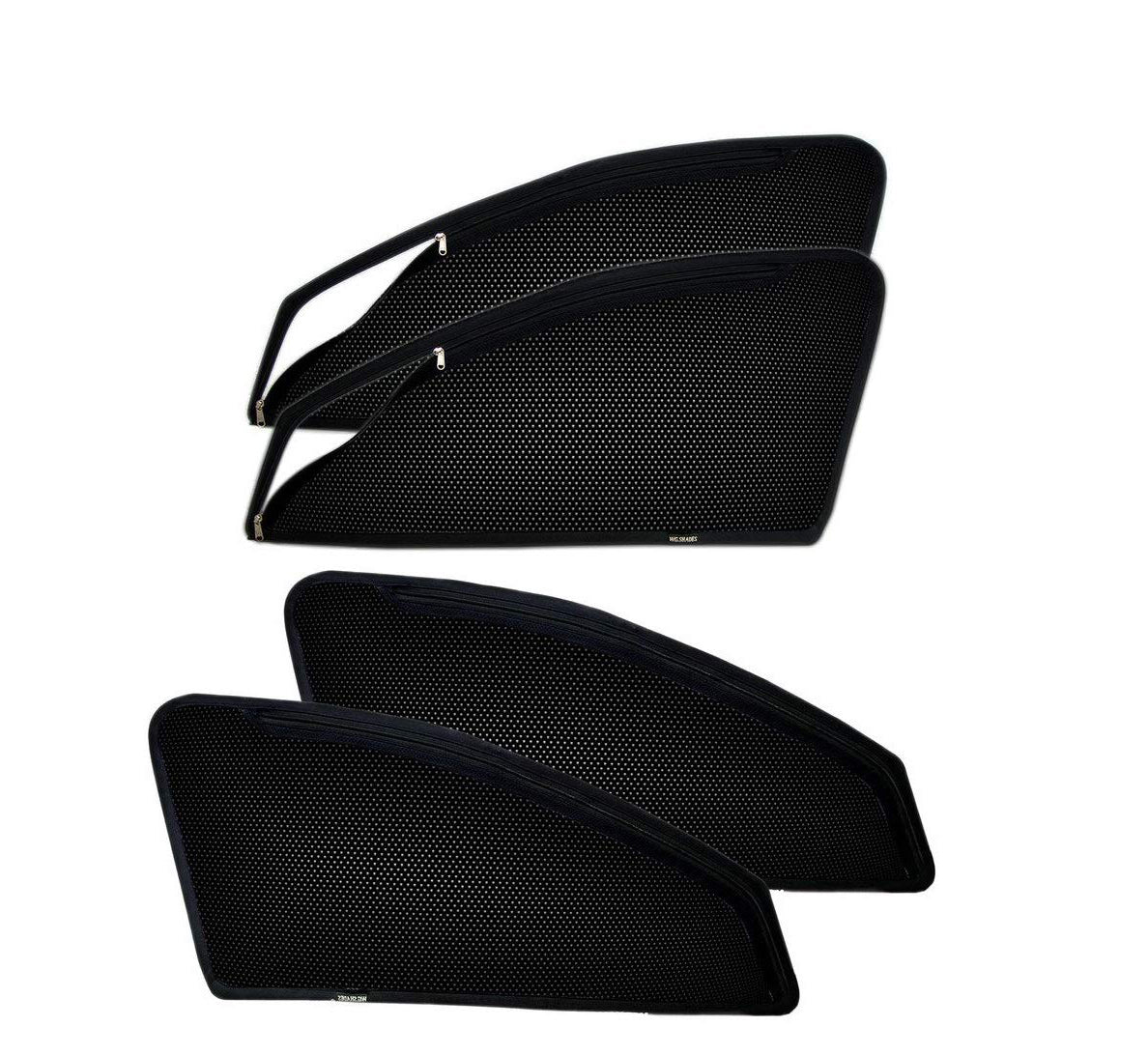 Zipper Magnetic Car Sun Shades Curtain Set of 4 Pcs Black Color